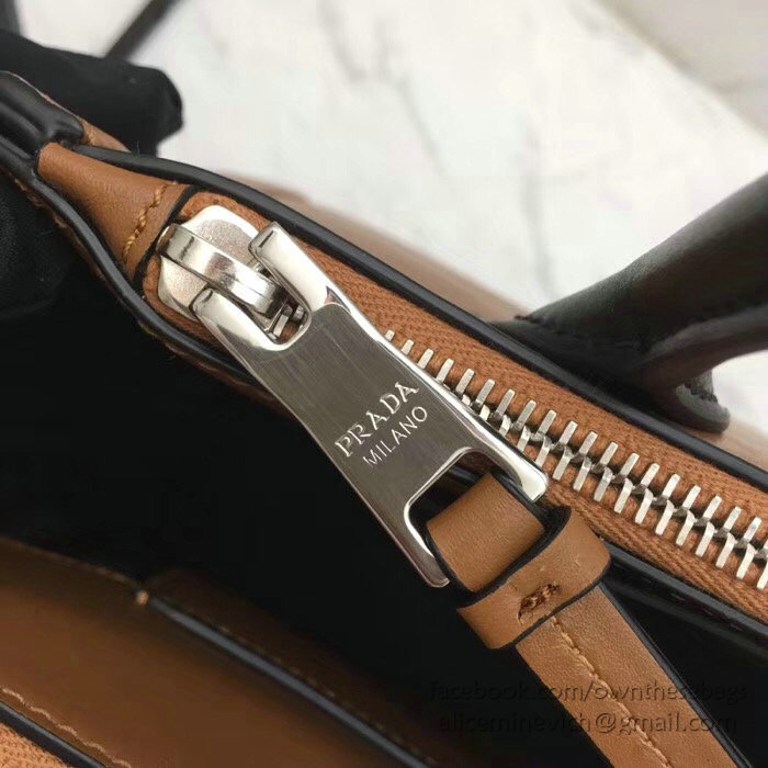 Prada Concept Leather Handbag Cognac 1BA175