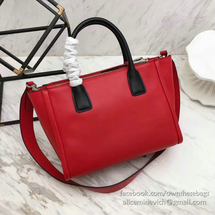 Prada Concept Leather Handbag Red 1BA175