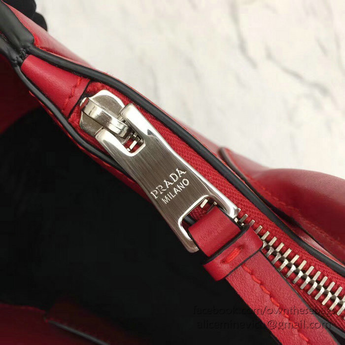 Prada Concept Leather Handbag Red 1BA183