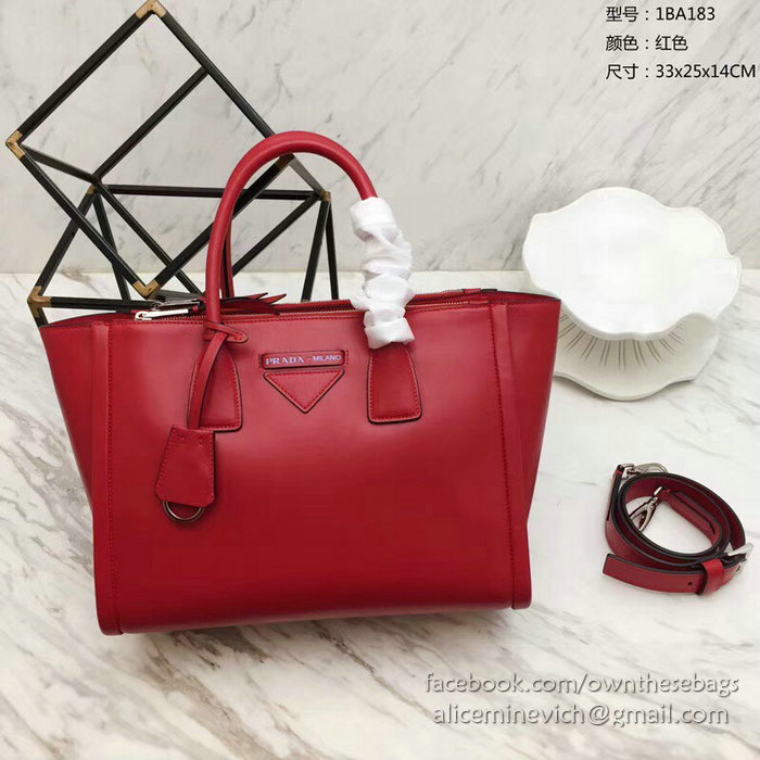 Prada Concept Leather Handbag Red 1BA183