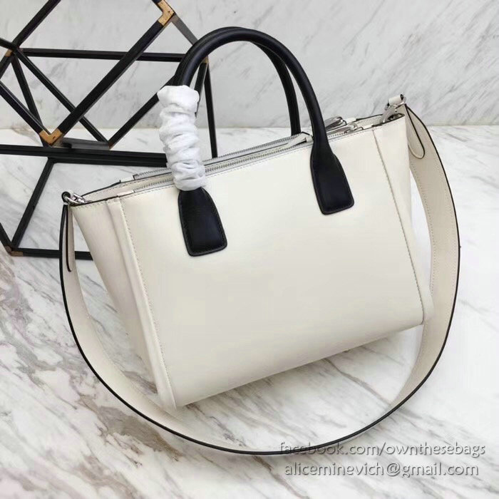 Prada Concept Leather Handbag White 1BA175