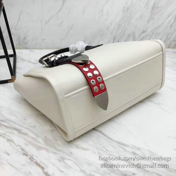 Prada Concept Leather Handbag White 1BA175