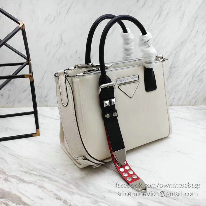 Prada Concept Leather Handbag White 1BA175