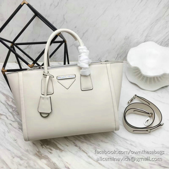 Prada Concept Leather Handbag White 1BA183