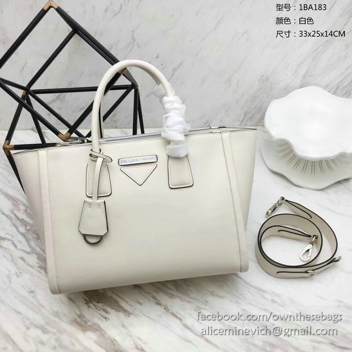 Prada Concept Leather Handbag White 1BA183