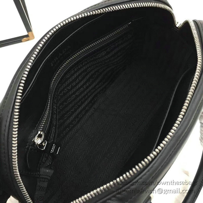 Prada Diagramme Leather Handbag Black 1BB113