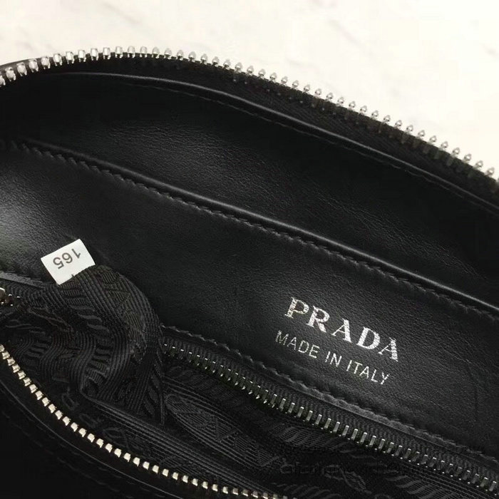 Prada Diagramme Leather Handbag Black 1BB113