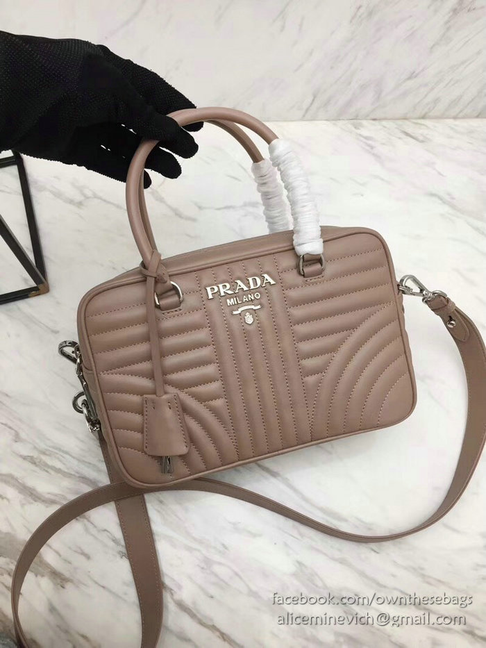 Prada Diagramme Leather Handbag Pink 1BB113