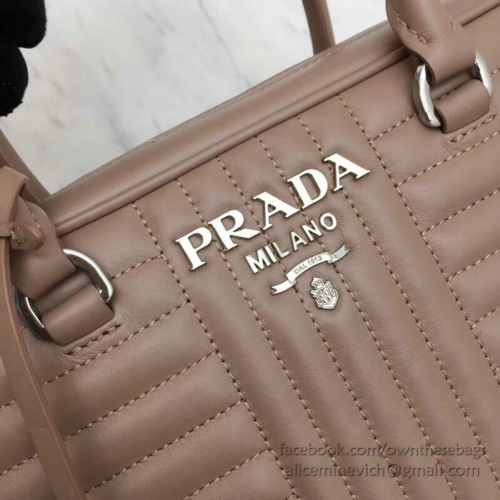 Prada Diagramme Leather Handbag Pink 1BB113