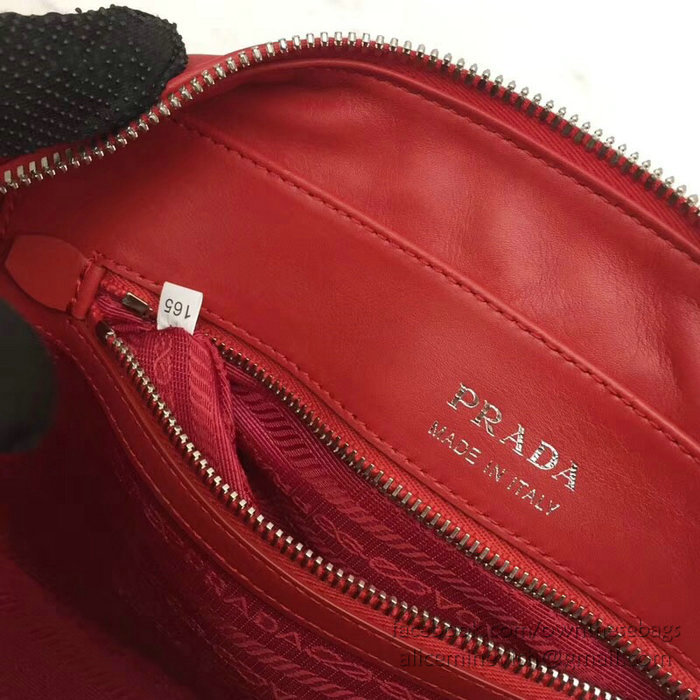 Prada Diagramme Leather Handbag Red 1BB113