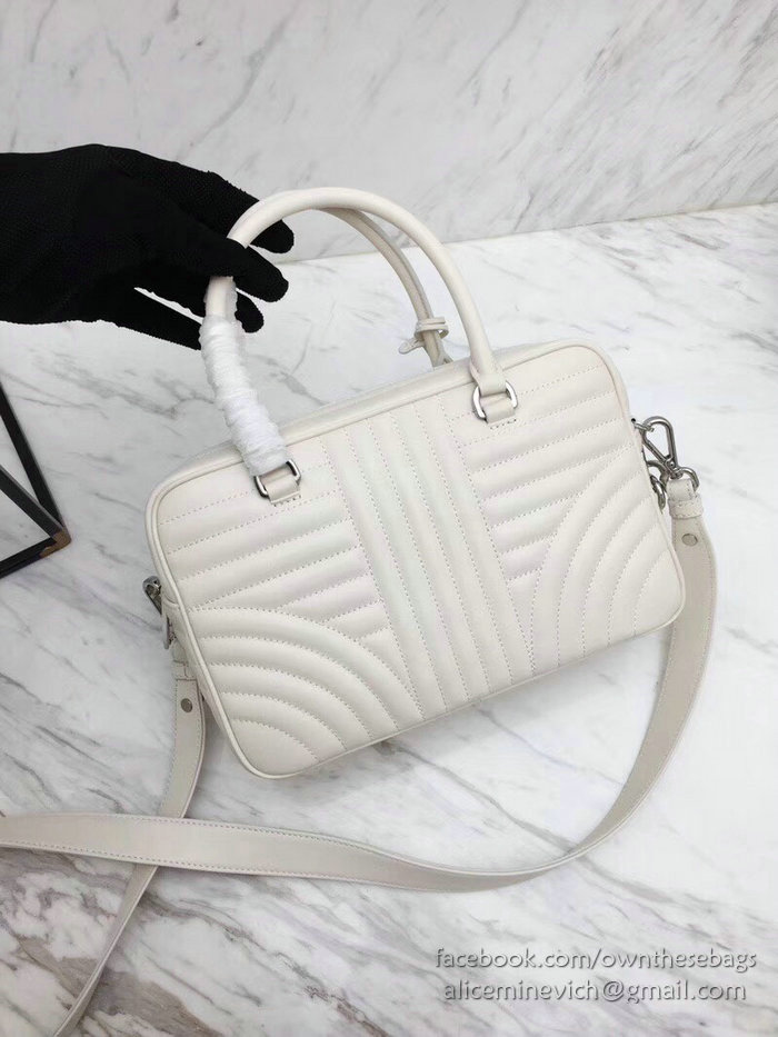 Prada Diagramme Leather Handbag White 1BB113