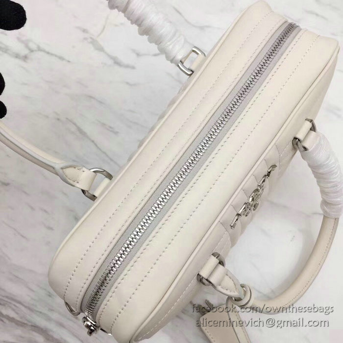 Prada Diagramme Leather Handbag White 1BB113