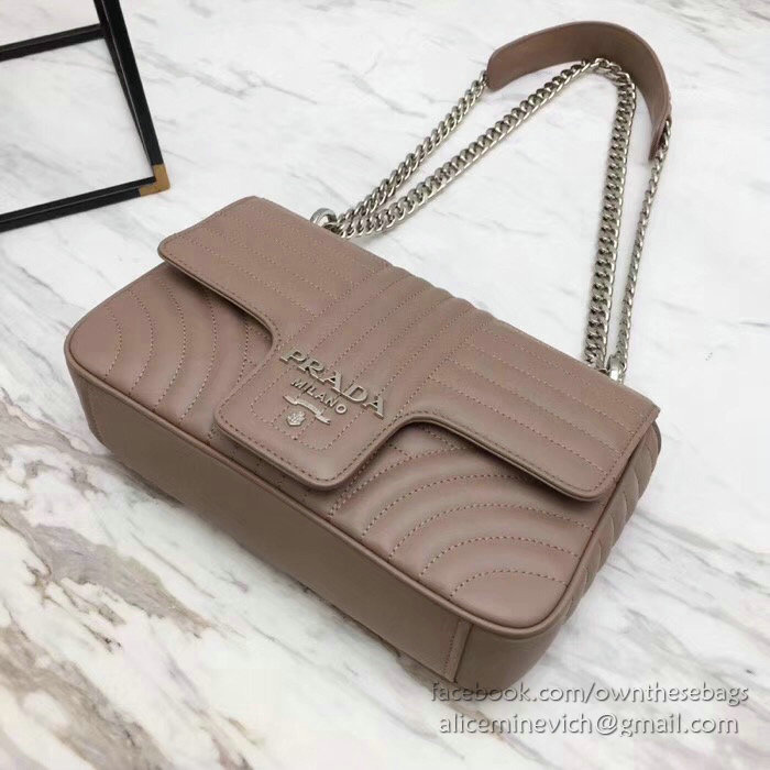 Prada Diagramme Leather Shoulder Bag Nude 1BD108