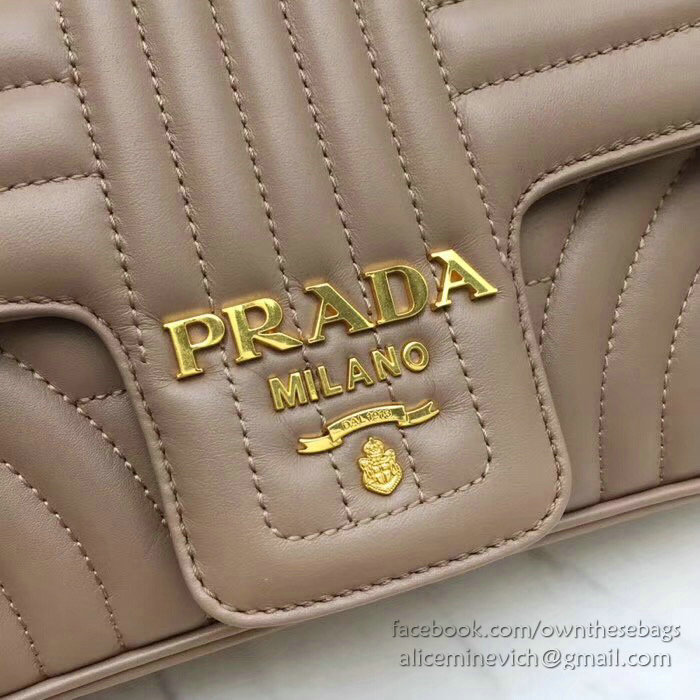 Prada Diagramme Leather Shoulder Bag Nude 1BD108