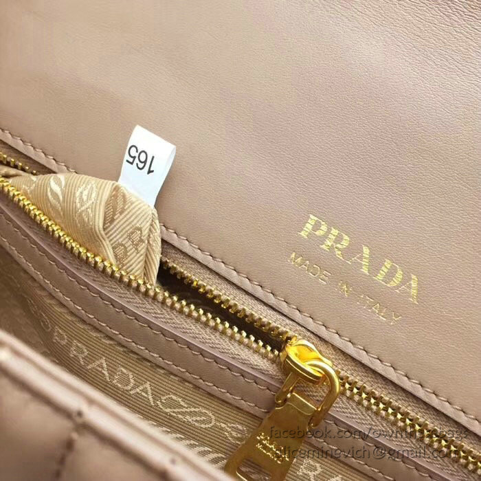 Prada Diagramme Leather Shoulder Bag Nude 1BD108