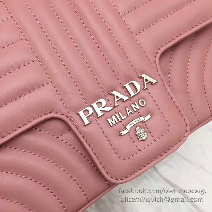 Prada Diagramme Leather Shoulder Bag Pink 1BD108