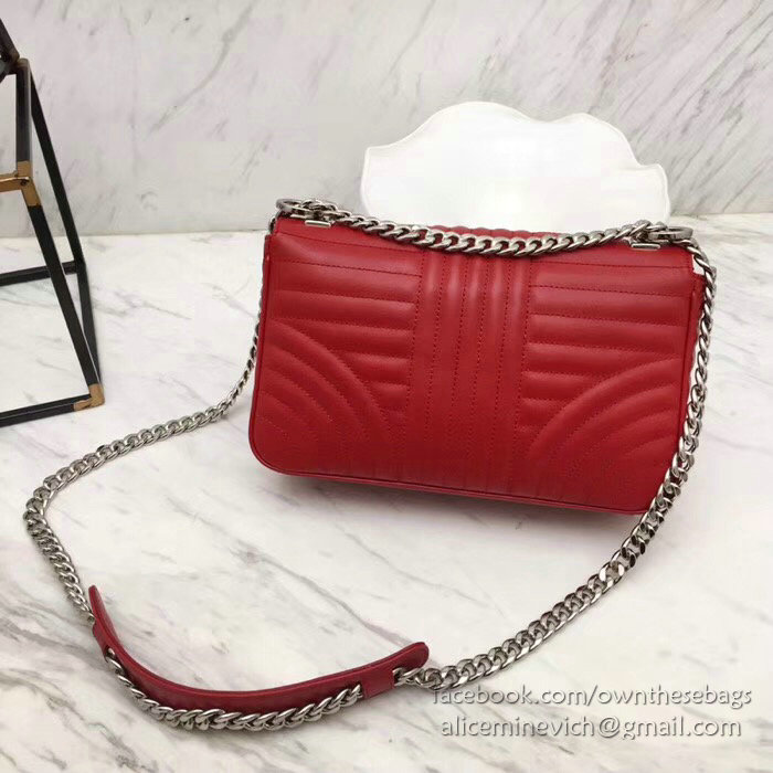 Prada Diagramme Leather Shoulder Bag Red 1BD108