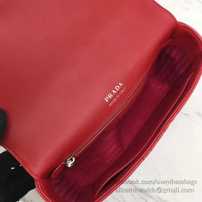 Prada Diagramme Leather Shoulder Bag Red 1BD108