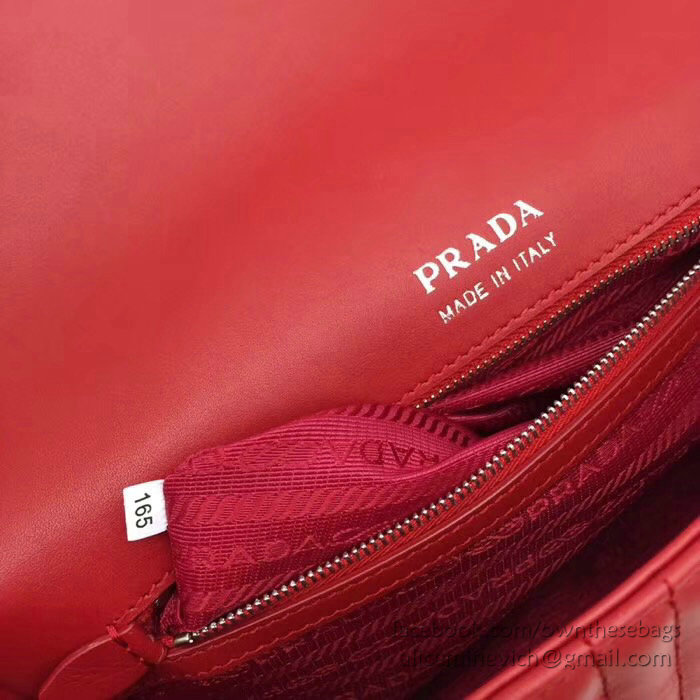 Prada Diagramme Leather Shoulder Bag Red 1BD108