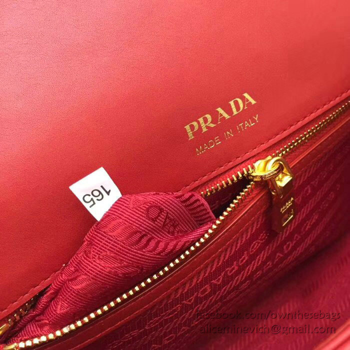 Prada Diagramme Leather Shoulder Bag Red 1BD108