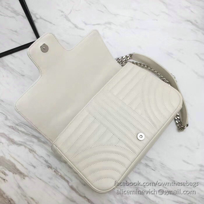 Prada Diagramme Leather Shoulder Bag White 1BD108