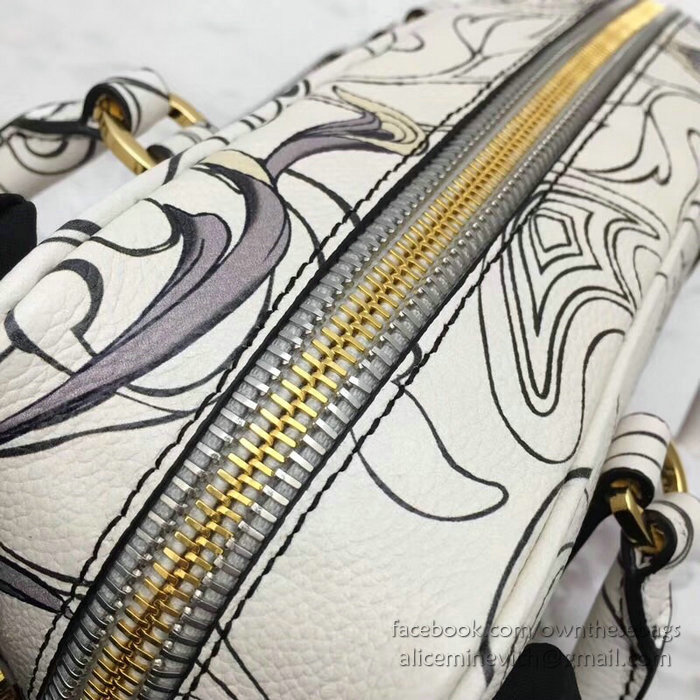 Prada Diagramme Printed Leather Handbag 1BB113