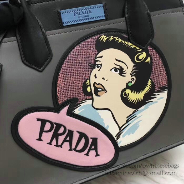 Prada Dual Calf Leather Bag Grey 1BA178