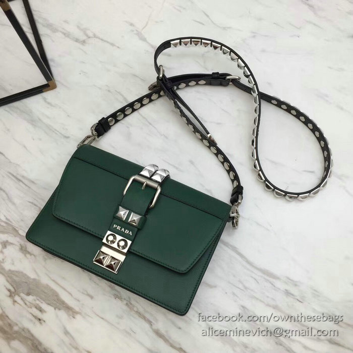 Prada Elektra Leather Bag Green 1BD121