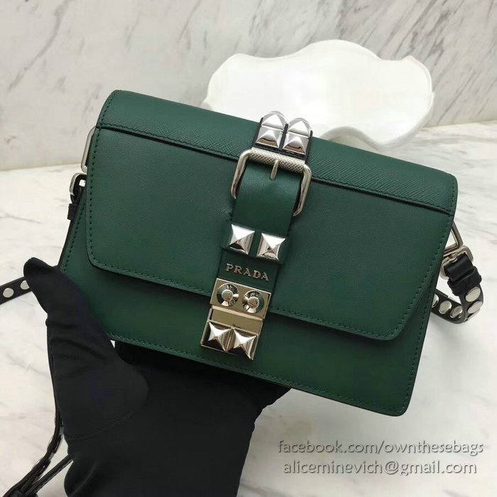 Prada Elektra Leather Bag Green 1BD121