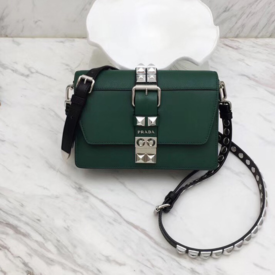 Prada Elektra Leather Bag Green 1BD121