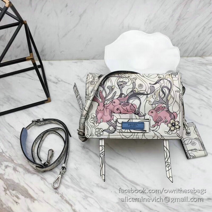 Prada Etiquette Printed Leather Bag 1BD082