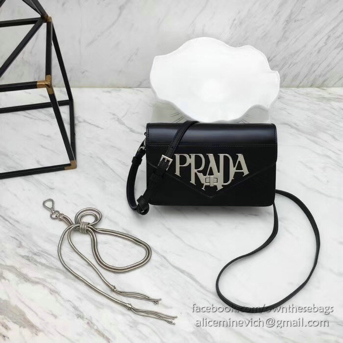 Prada Leather Shoulder Bag Black 1BD101