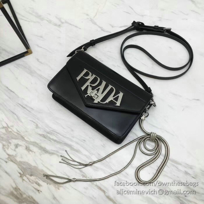 Prada Leather Shoulder Bag Black 1BD101