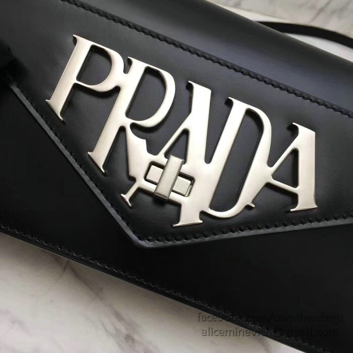 Prada Leather Shoulder Bag Black 1BD101