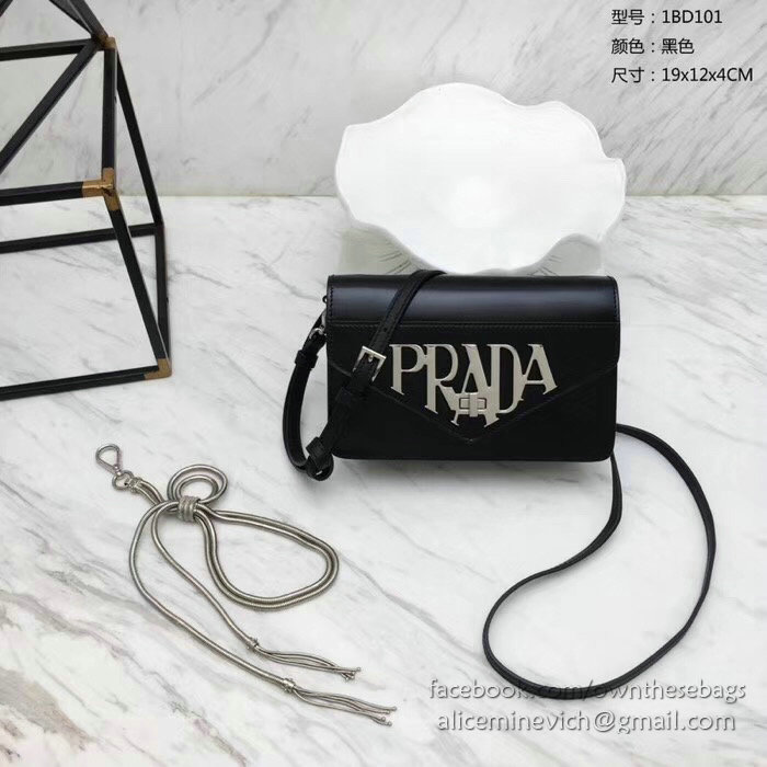 Prada Leather Shoulder Bag Black 1BD101