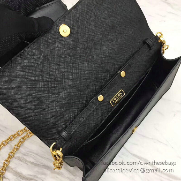 Prada Leather Shoulder Bag Black 1BF078