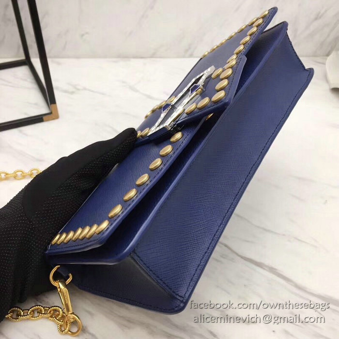 Prada Leather Shoulder Bag Blue 1BF078