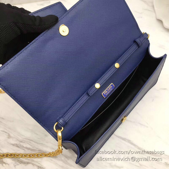 Prada Leather Shoulder Bag Blue 1BF078