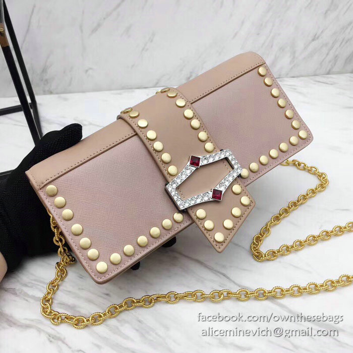 Prada Leather Shoulder Bag Pink 1BF078