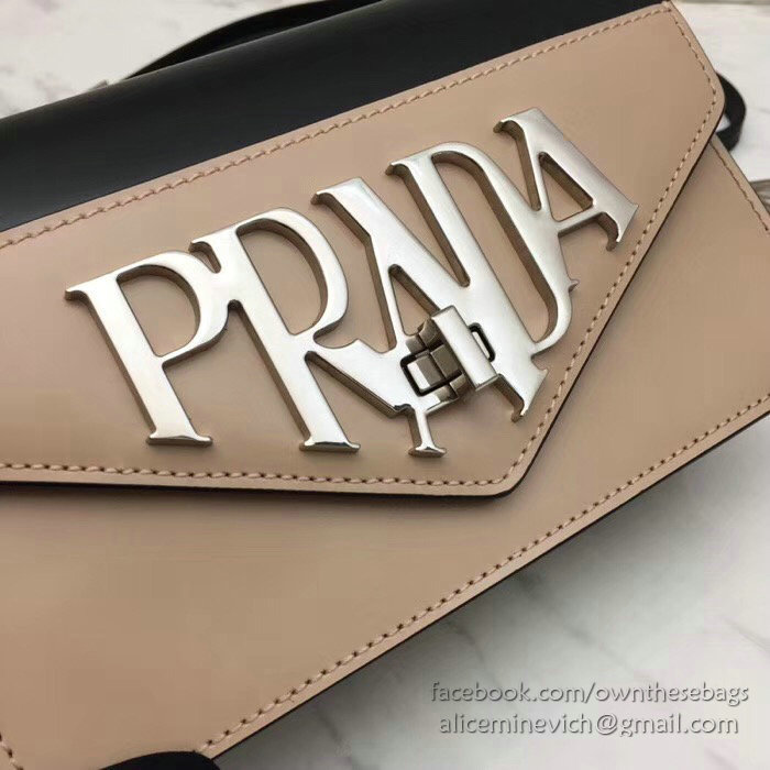 Prada Leather Shoulder Bag Pink and Black 1BD101