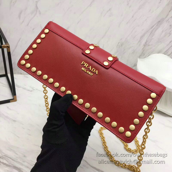 Prada Leather Shoulder Bag Red 1BF078