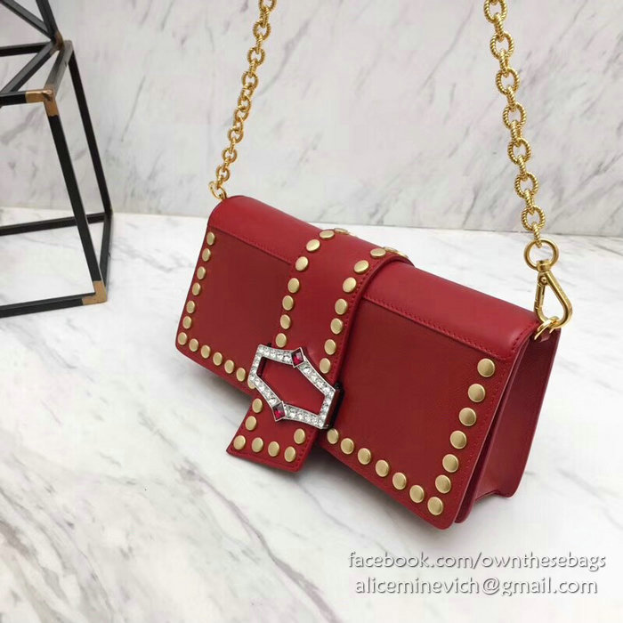 Prada Leather Shoulder Bag Red 1BF078