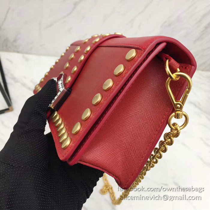 Prada Leather Shoulder Bag Red 1BF078