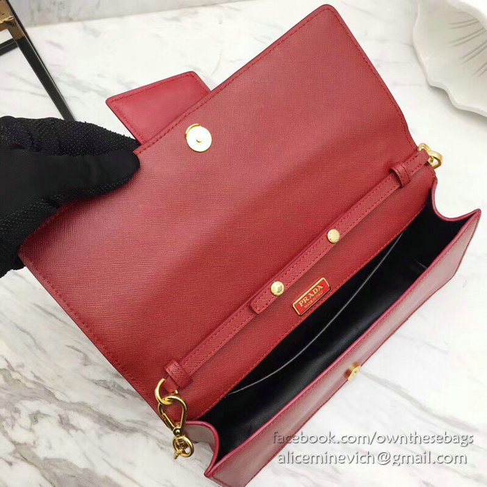 Prada Leather Shoulder Bag Red 1BF078