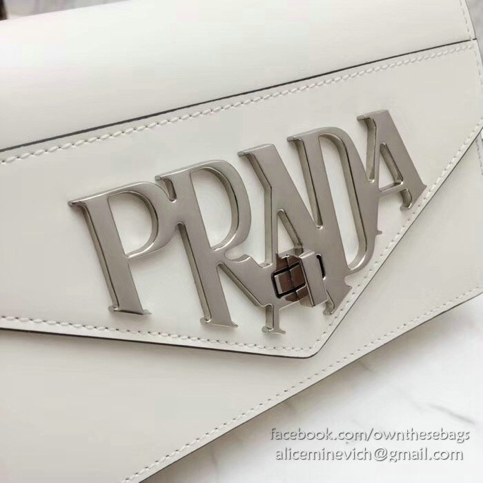 Prada Leather Shoulder Bag White 1BD101