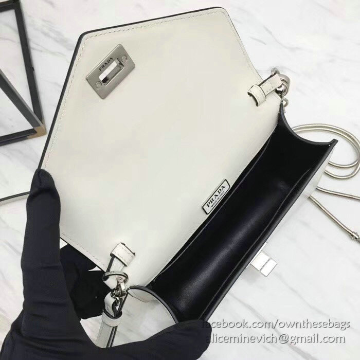 Prada Leather Shoulder Bag White 1BD101