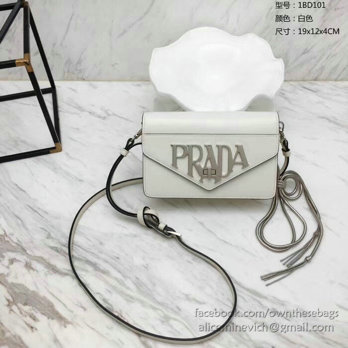 Prada Leather Shoulder Bag White 1BD101