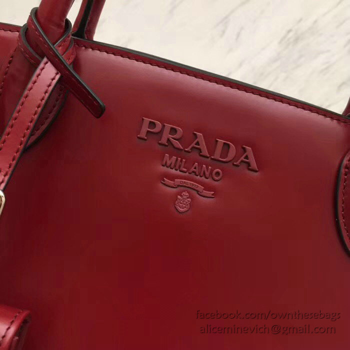 Prada Monochrome Calf Leather Bag Red 1BA156