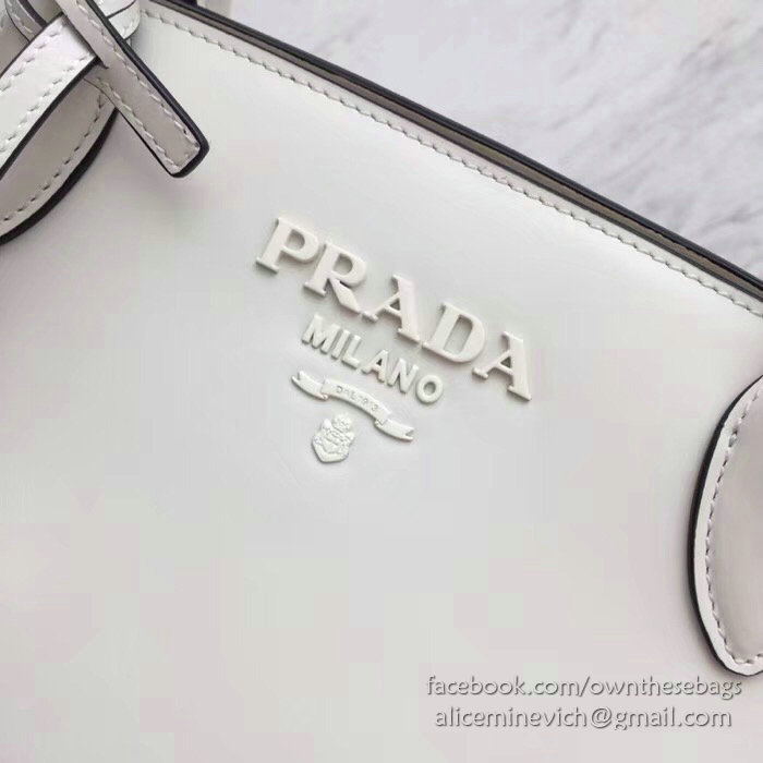 Prada Monochrome Calf Leather Bag White 1BA156