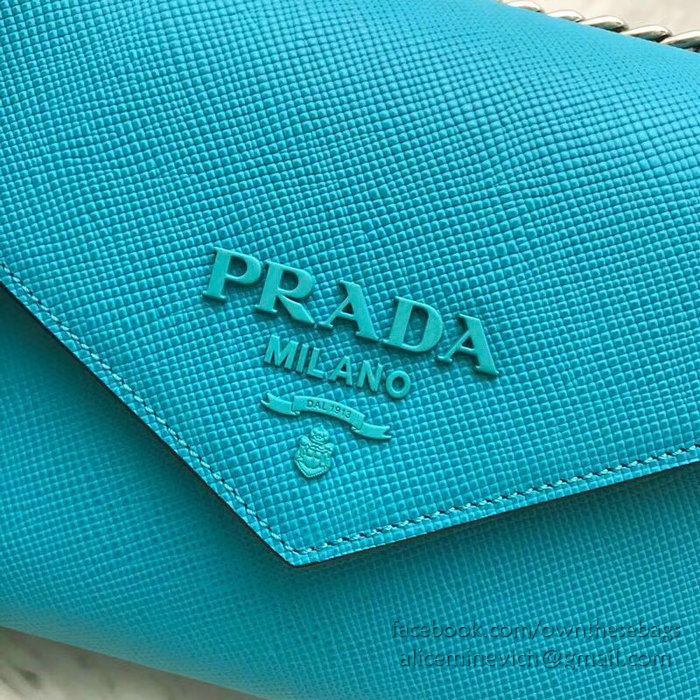 Prada Monochrome Saffiano Leather Bag Aviation Blue 1BD127